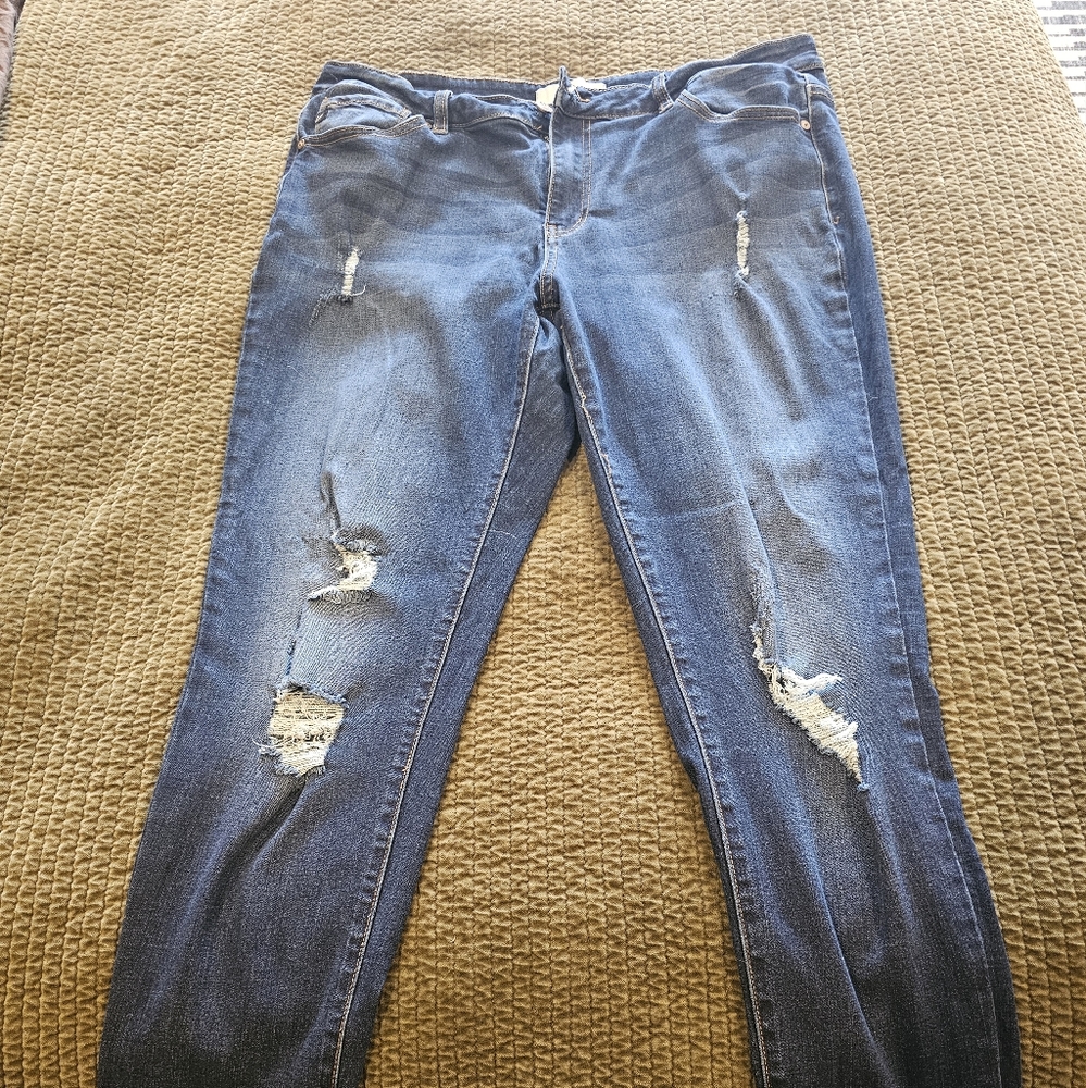 Stylish Blue Distressed Jeans